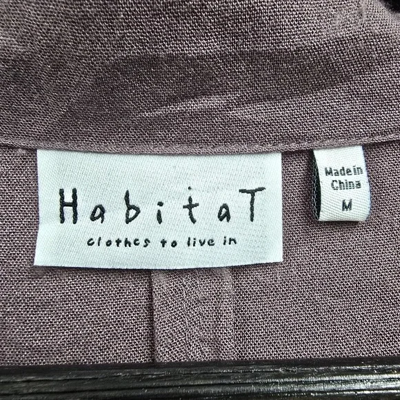 Habitat Women Textured Button Up Shirt Size Medium Lagenlook Office Flowy - Picture 5 of 14